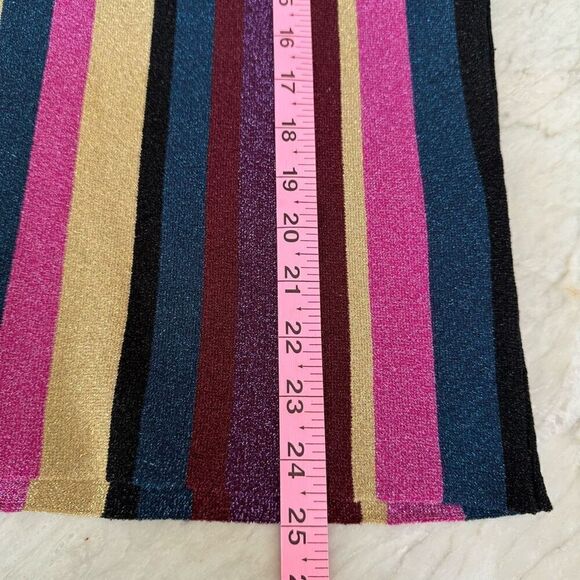 Rachel Roy Dark Pink Stripe Metallic Pencil stretch Skirt Pink Size M NWOT - Picture 7 of 7